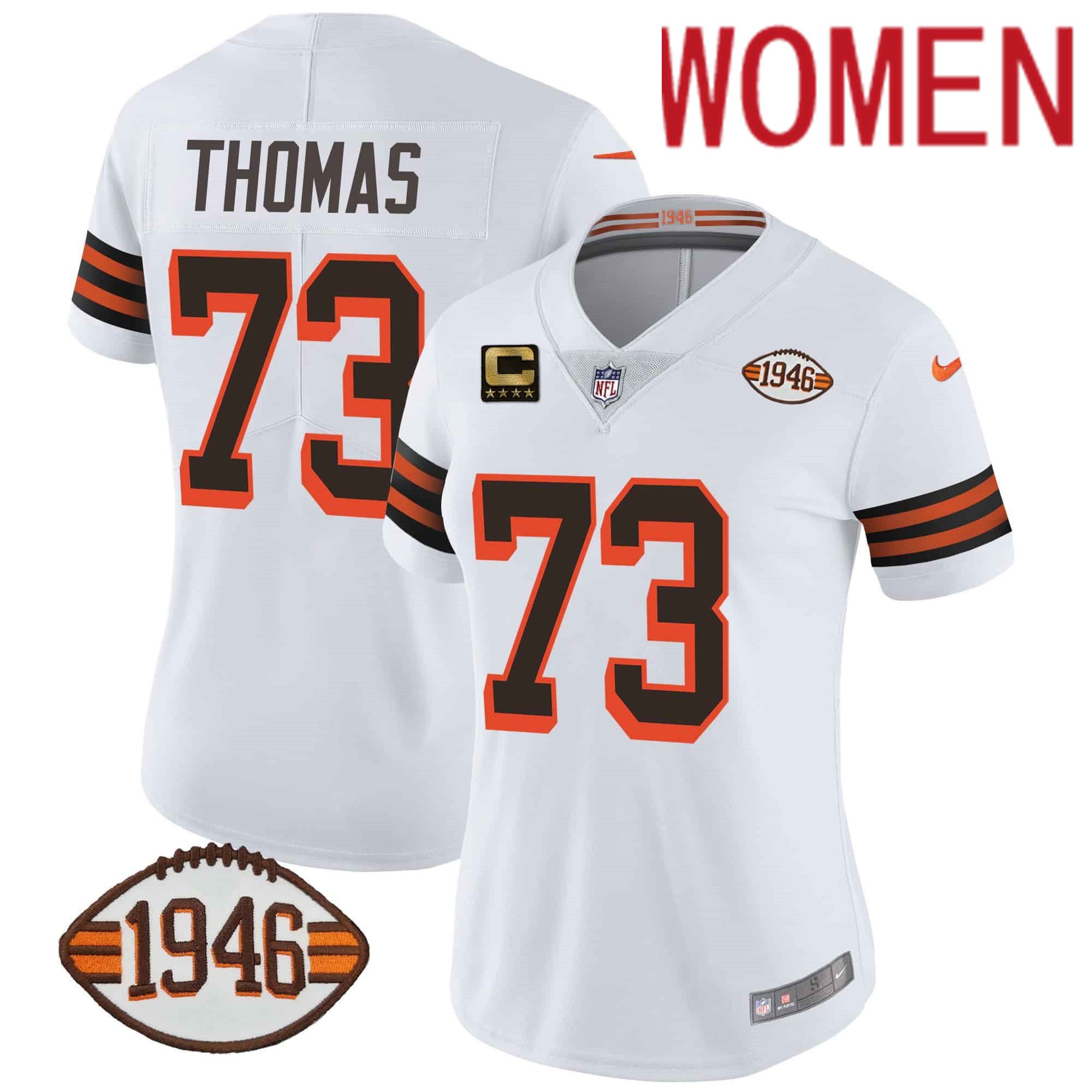 Women Cleveland Browns 73 Thomas White 1946 75th Anniversary Patch 2024 Nike NFL Jersey